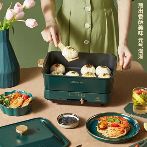 220V Multi-function Pot Cooking Pot Multi-purpose Pot Electric Barbecue Pot Household Electric Cooker Frying Machine Hotpot Pot