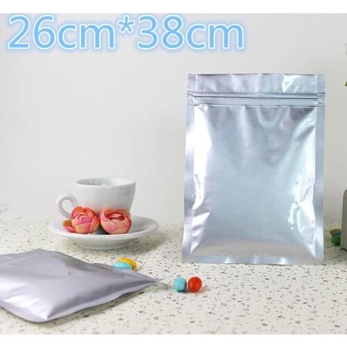 26*38cm Food Storage Pure Mylar Self Seal Packing Ziplock Zip Lock Bag Powder Heat Seal Silver Aluminum Foil Pack Package Pouch