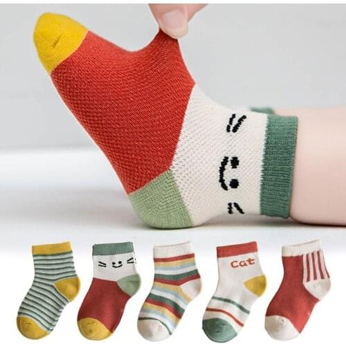 5 Pairs/Lot 1-12Y baby boys girls cotton socks kids boy girl short socks spring summer 2020 cartoon children sock skarpetki meia