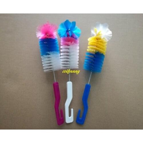 500pcs/lot Colorful ylon Baby Bottle Brushes For Kids Milk Feed Bottle Nipple Pacifier Nozzle Spout Tube Cleaning Brush