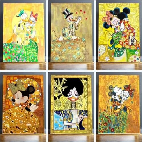 5D DIY Diamond Painting Disney Mickey and Minnie Inspired By Gustav Klimt Full Drill Diamond Embroidery Mosaic Home Decoration