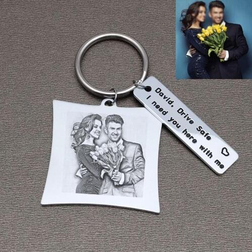 Personalized Picture Keychain,Custom Photo Keychain,Engraved Keychain,Photo Keyring, Gift for Him,New Year Gifts