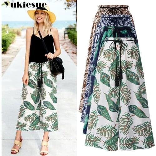 High waist pants for women loose OL office printed wide leg pants female trousers streetwear womens pantalon femme Plus size