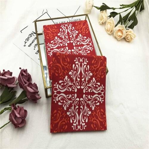 33*33cm 20pcs/lot Color Printed Napkin Paper Red Flower Creative Square Paper Towel Wedding Party Restaurant Tissue Decoration