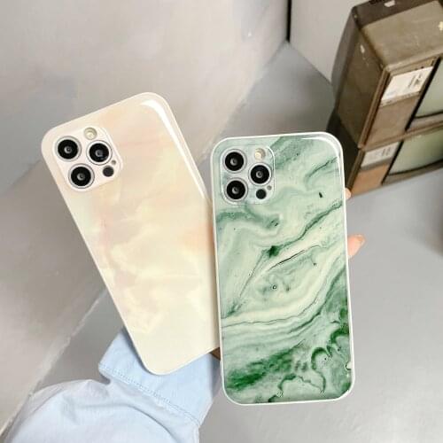 Marble Texture Green & Beige Case for iPhone 12 Pro Max Back Phone Cover for 12 11 Pro Max X XS XR 8 7 Plus SE 2020