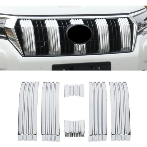 For Toyota Land Cruiser Prado LC150 2018 ABS Chrome Car Head Grille Fence Decoration strip Cover Trim car styling 6pcs