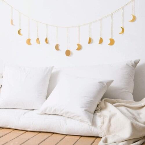 Home Decor Moon Phase Wall Hanging Decor Ornaments Gold Garland Decoration Chains Bedroom Background Wall Decoration Photo Props