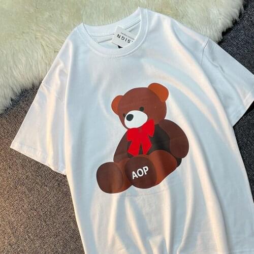 Printing T-shirt Summer Short-Sleeved Round O-Neck Mens Fashion Loose Cotton All-match Style INS Lovers Student BF