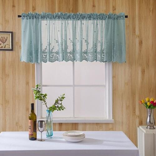 Finished small curtain blue lace short curtain hanging cloth kitchen window lace hanging cloth rideaux court valance