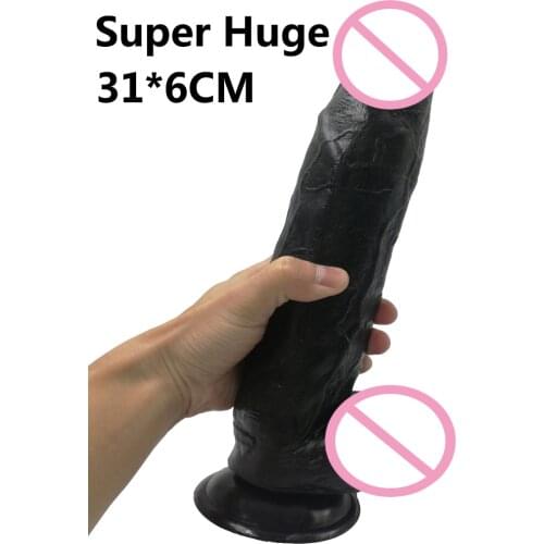 HOWOSEX 31cm Realistic Big Dildo flexible black super Huge Dildos with Strong Suction Cup soft Penis sex toy Female Masturbator