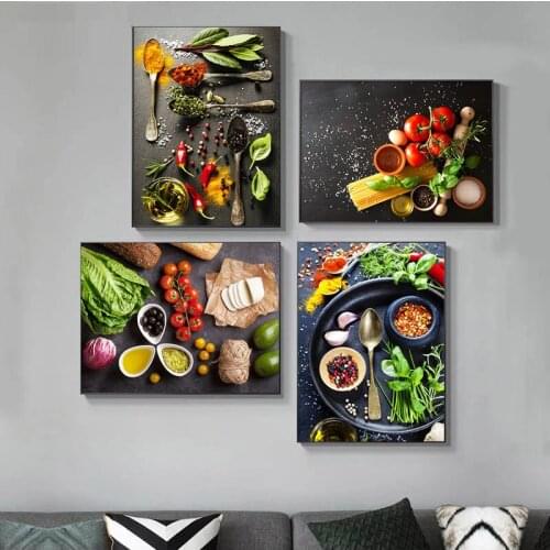 Vegetable Grains Spices Kitchen Canvas Painting Scandinavian Posters and Prints Modern Wall Art Picture Kitchen Room Decoration