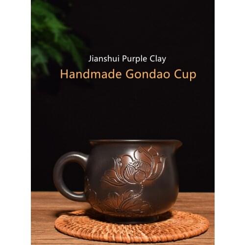 Chinese Jianshui Purple Clay Handmade Japanese Style Fairway Cup Tea Dispenser Ceramic Tea TeaCups Kung Fu Tea Set Drinkware