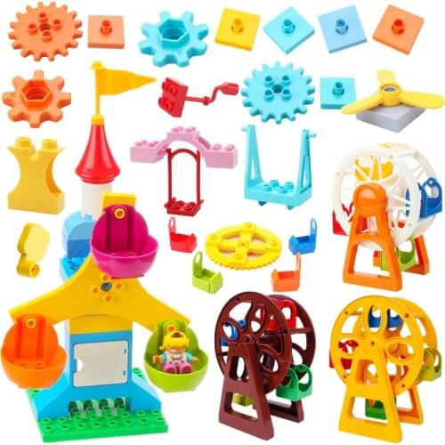 Big Building Blocks Fan Leaf Compatible Large Bricks Ferris Wheel Park Gear Busy Kid Educational Creative Toy Children Kids Gift