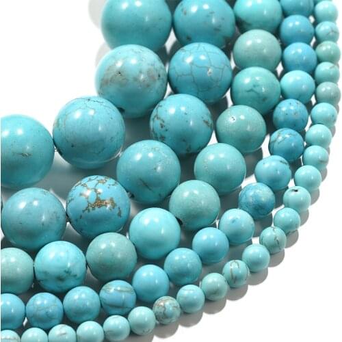 1strand/lot 4/6/8/10mm Blue Turquoises stone Round Loose Spacer Beads For DIY Bracelet Jewelry Makings Supplies Wholesale