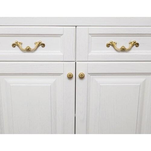 Brass Handle American European French retro classic middle ancient handle drawer wardrobe door pure copper gold handle
