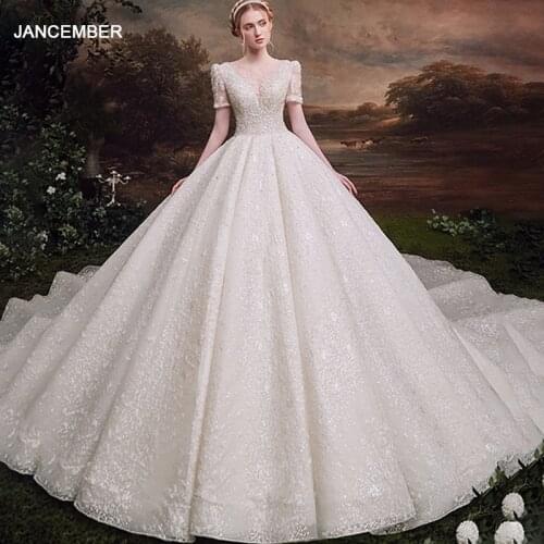 LDR98 Wedding Dress White Organza Fabric Regular Sleeves V-neck Heavy Bead Open Back Bow Design Ball Gown белое платье