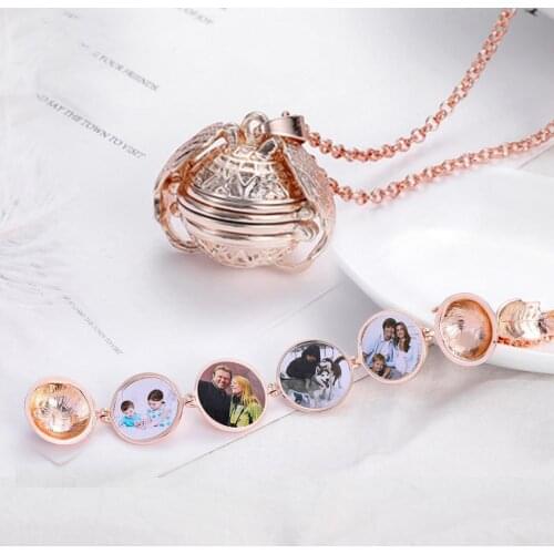 Magic 4 Photo Pendant Memory Floating Locket Necklace Angel Wings Flash Box Fashion Album Box Necklaces for Women