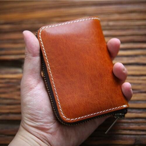 Small Genuine Leather Wallet Vintage Handmade Mini Women Wallets Purses Female Short Card Holrder Coin Zipper Purse