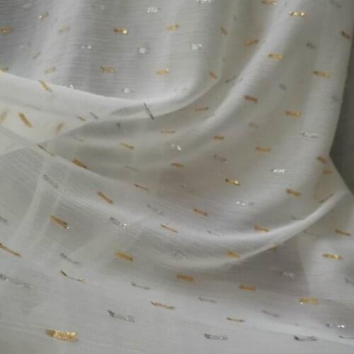Metallic Crepe Chiffon Glittery Silver Golden Dots Fabric Soft Breathable Crinkle Chiffon Dress