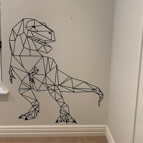 Dinosaur Skeleton Wall Sticker Jurassic Park Zoo Animal Bigger Vinyl Stickers Wall Decal For Boy Room Geometric Dinosaur Mural
