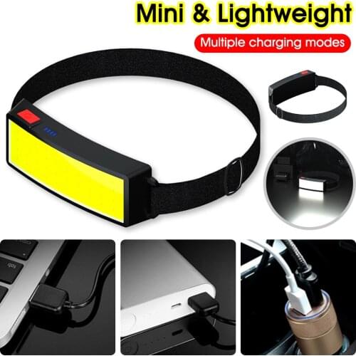 Home Portable Headlight COB Headlamp Rechargeable 3 Modes Adjustable Waterproof Lightweight for Outdoor Fishing Hiking Camping