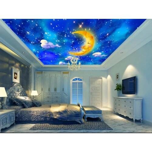 Custom photo 3d wallpaper ceiling mural Fantasy cartoon moon starry sky living room 3d wall murals wallpaper for walls 3d