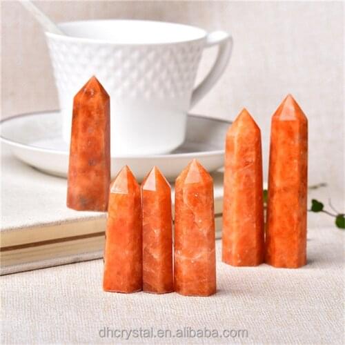 Newest Product Natural Crystal Tower Orange sunstone Points towers wands For Healing