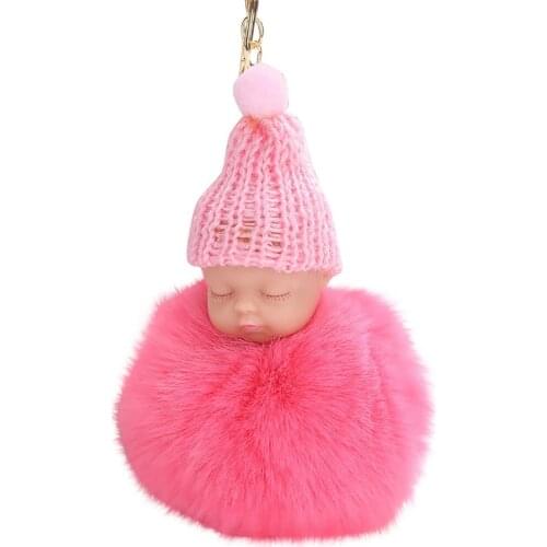 New Fashion Design Cute Doll Keychain Pendant Women Key Ring 8CM Holder Pompoms Key Chains Bag Car Accessory