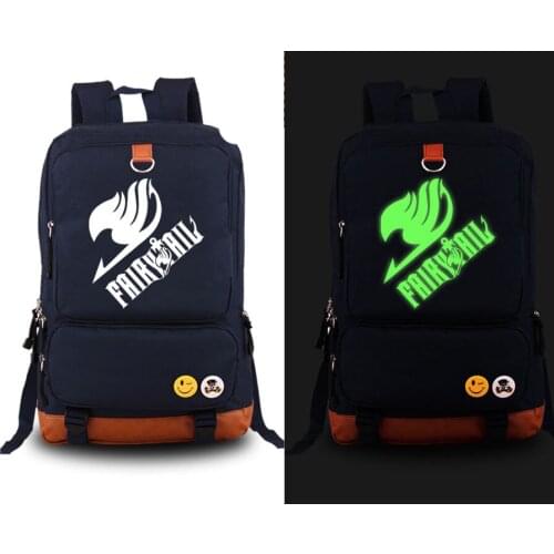New Fairy Tail Cosplay Backpack Anime Canvas Student Luminous Schoolbag Unisex Travel Bags
