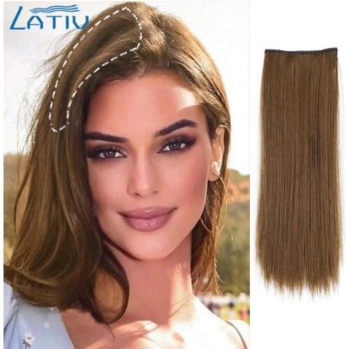 Lativ Short Hair Pieces Invisible Clip in Hair Pad High Hair Pieces in Hair Extension Fluffy Synthetic Natural wig