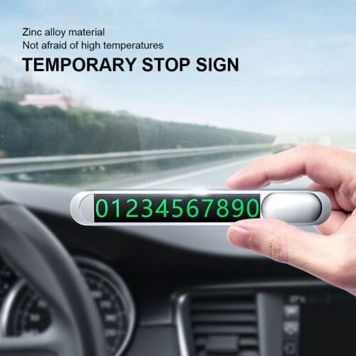 Car Temporary Parking Card Luminous Metal Alloy Hidden Telephone Number Plate Auto Park Stop Car Styling Auto Accessories