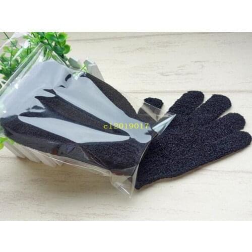 New Black Nylon Body Cleaning Shower Gloves Exfoliating Bath Glove Five Fingers Bath Bathroom Gloves Home Supplies