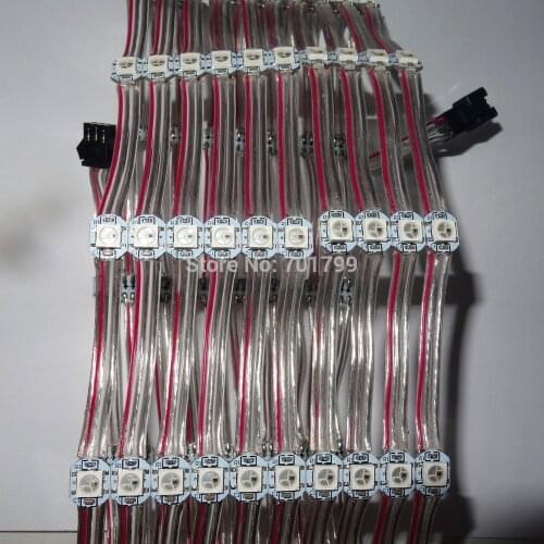 100pcs/string DC5V WS2812B addressable rgb full color pixel light;6.5cm wire spacing;with clear wire;IP33