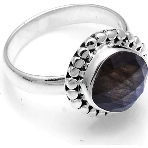 Genuine Labradorite Ring 925 Sterling Silver, USA Size : 8.75, AR4155