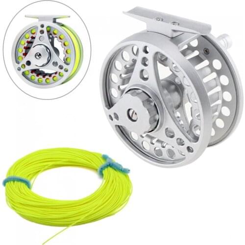 Aluminum Alloy Fly Fishing Reel 7/8 Large Former Ice Fishing Reel + 100ft 30.5m Fly Fishing Line