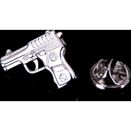 Silver pistol Brooch New Fashion Jewelry Pin mens shirt hat scarf suit LAPEL BADGE PIN gift