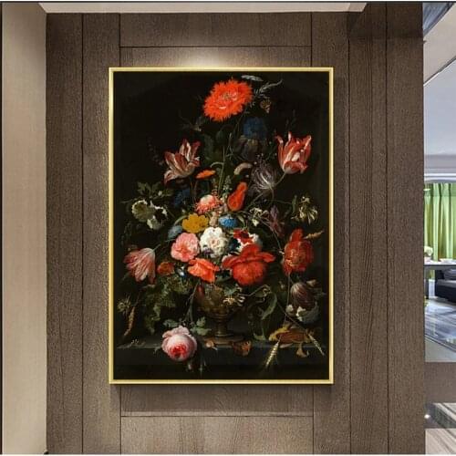 Nordic Vintage Home Decor Colourful Floral Pictures On Canvas Painting Posters And Prints Flowers Wall Art Cuadros Decoration