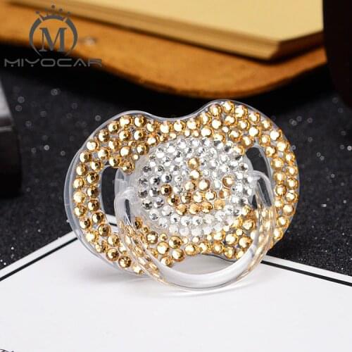 MIYOCAR high class golden rhinestone with crown bling Pacifier/ Nipples /Dummy /cocka /chupeta baby gift
