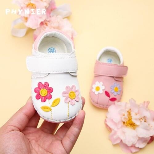2019 spring Finier handmade female baby toddler shoes 0-1-2 years old soft bottom shoes baby step before the single shoes