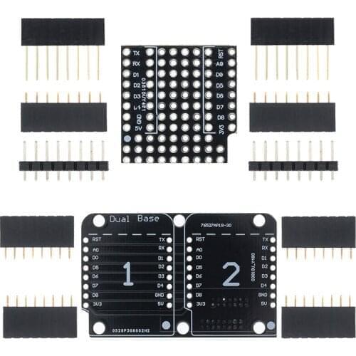 10pcs Breadboard Expansion Shield Pin Lithium battery/Double Socket Dual Base Shield Wemos D1 Mini ESP8266 D1 Expansion board