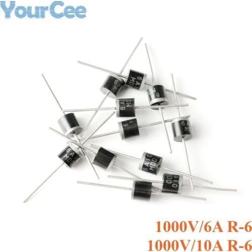 10pcs 10A10 6A10 Rectifier Diode 1000V SILICON RECTIFIERS Rectifier Diode 10A 1000V R-6 6A10 6A