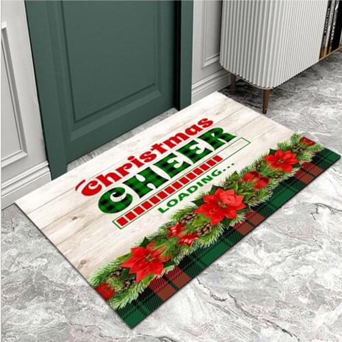 2022 Christmas Mat Outdoor Non-Slip Carpet Doormat Red And Green Lattice Wood Grain Stitching Xmas Decoration for Home Rug