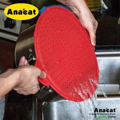 ANAEAT 1pc 3 in 1 Splatter Screen Splatter Guard Kitchen Strainer Pot Lid Pan Cover Silicone Lid Spill Stopper Wash Strainer