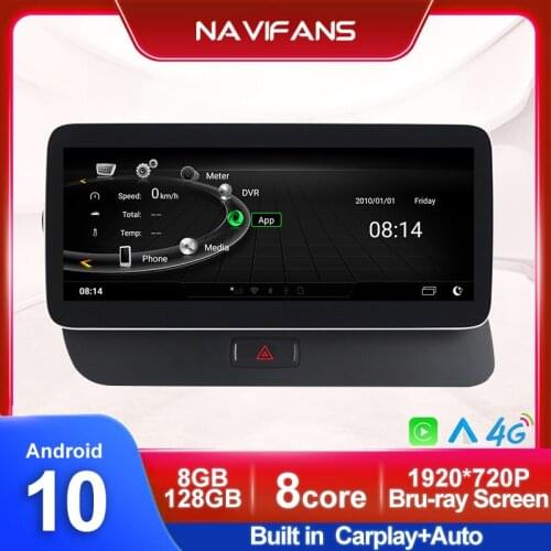 4G LTE 8G+128G Car Multimedia Radio Stereo Player For Audi Q5 2009-2017 Built-in Carplay Androdi Auto 4G LTE DSP Blu-ray Screen