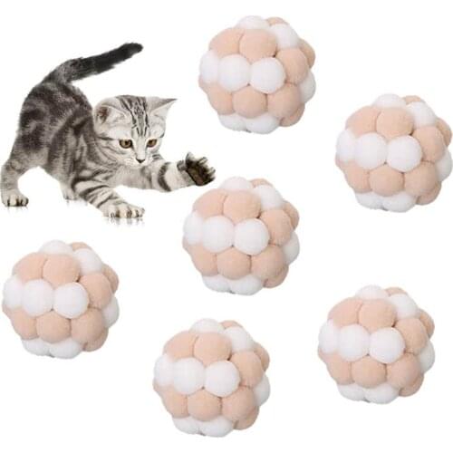 6PCS Handmade Bouncy Ball Interactive Toy Cat Ball Toy Creative Funny Interactive Cat Play Toy Kitten Pet Cat Toy