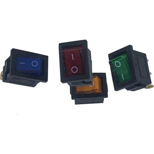 8 pcs/lot KCD1 4 colors LED 3 Pin 21*15 SPST 250V 6A Boat Switch SPST ON/OFF Snap-in Rocker Position Switch with Light