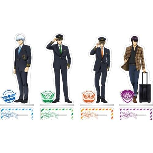 Anime GINTAMA Aircraft Commander Theme Shimura ShinpachiKagura Cartoon Acrylic Stand Figure Model Plate Tabletop Decor Toy
