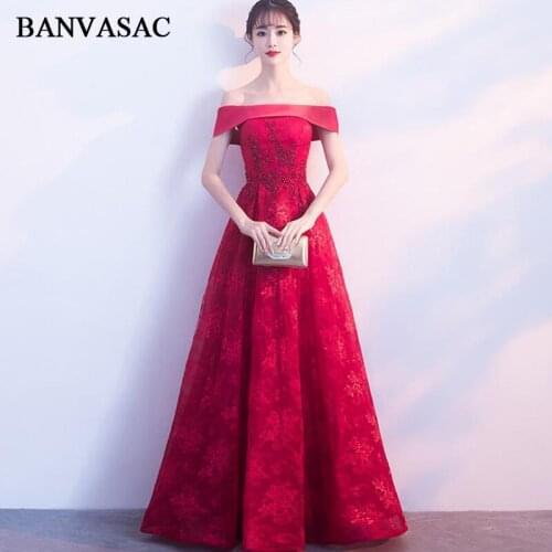 BANVASAC 2018 Boat Neck Short Sleeve Crystal A Line Long Evening Dresses Party Lace Appliques Backless Prom Gowns