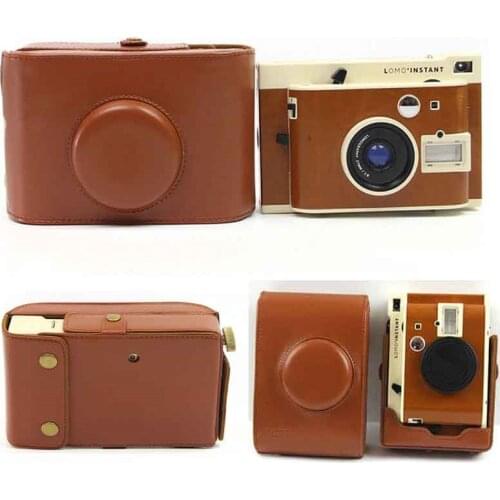 Retro Brown Color PU Leather Camera Bag Case For Lomo INSTANT Sanremo with Shoulder Strap Protective Camera Cover