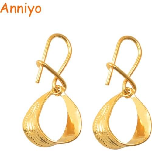 Anniyo SMALL African Earrings for Girls Kids 24K Gold Color Jewelry Tobago Congo Nigeria Ethiopia Birthday Party Gifts #156706